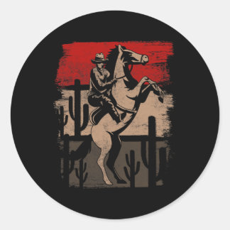 Sticker Rond Cowboy Wild West Country Horseck équitation Cheval