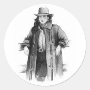 Sticker Rond Cowgirl