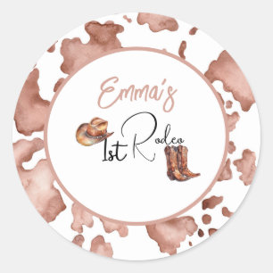 Sticker Rond Cowgirl 1st Rodeo 1er anniversaire