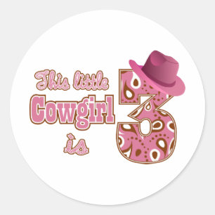 Sticker Rond Cowgirl 3e anniversaire