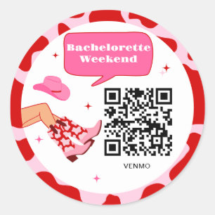 Sticker Rond Cowgirl Bachelorette Venmo QR Code