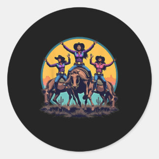 Sticker Rond Cowgirl Black Girl Western Rodeo Melanin Black Son
