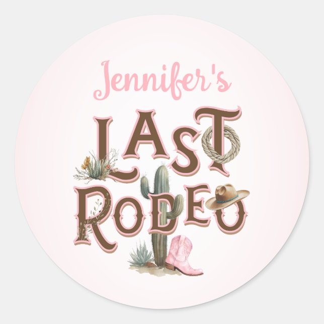 Sticker Rond Cowgirl Dernier Rodeo Bachelorette (Devant)
