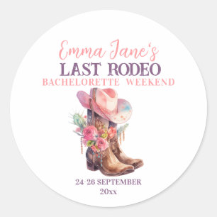 Sticker Rond Cowgirl Dernier Rodéo Rose Enterrement de Vie de J