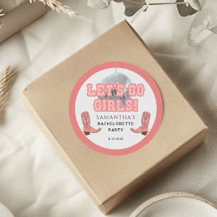 Sticker Rond Cowgirl Disco Faisons Aller les Filles Enterrement