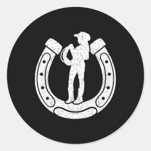 Sticker Rond Cowgirl Silhouette Horsescute Ss Cute Ss Horback