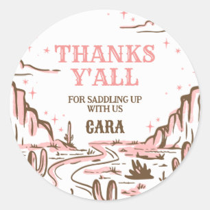 Sticker Rond Cowgirl Wild West Rodeo fête d'anniversaire