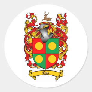 STICKER ROND COX FAMILLE CREST - COX COAT OF ARMS
