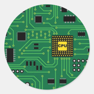 Sticker Rond CPU I de la carte Nerd d'ordinateur