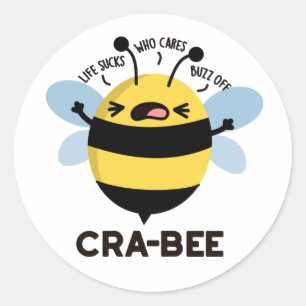 Sticker Rond Cra-bee Funny Crabby Bee Pun