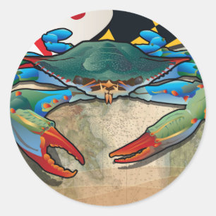 Sticker Rond Crab bleu du Maryland