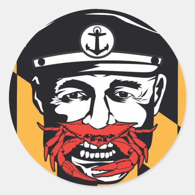 Sticker Rond Crab capitaine du Maryland (Devant)