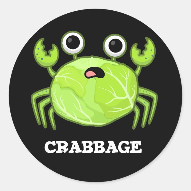 Sticker Rond Crabbage Funky Chou Crabe Pun Dark BG (Devant)