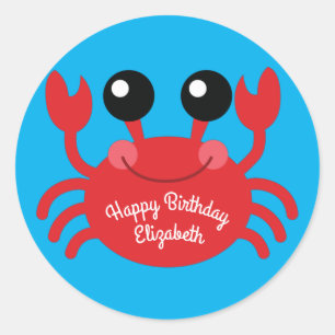 Sticker Rond Crabe Anniversaire Soirée Cartoon Enfants