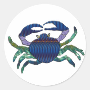 Sticker Rond Crabe bleu émaillé