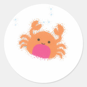 Sticker Rond Crabe caricaturale orange