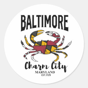 Sticker Rond Crabe de la ville de charme Baltimore