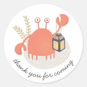 Sticker Rond Crabe de mer. Anniversaires de enfants nautiques m