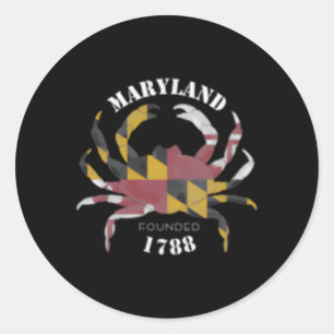 Sticker Rond Crabe Drapeau Du Maryland Fondé En 1788