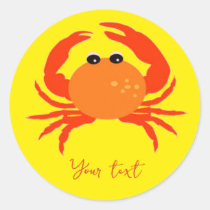 Sticker Rond Crabe frais gras simple propre personnalisé
