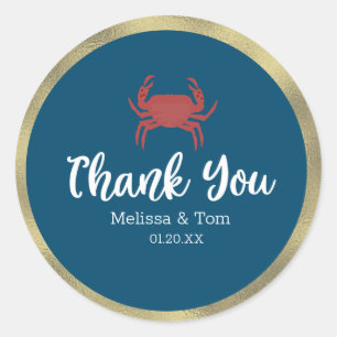 Sticker Rond Crabe Grill Bouillir Rouge Faux Feuille Mariage Me