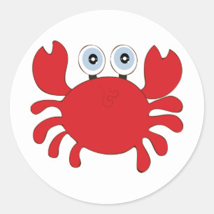 Sticker Rond Crabe rouge Cute Animaux de dessin