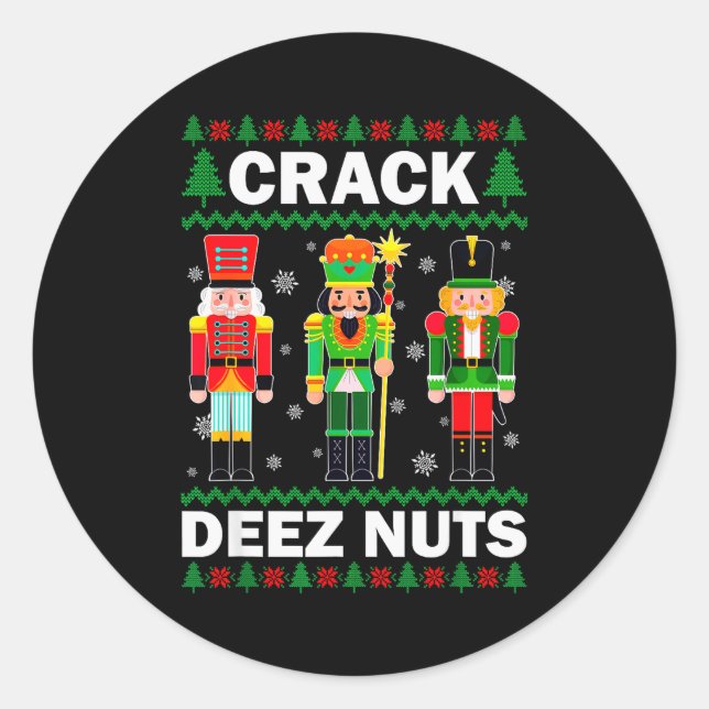 Sticker Rond Crack Deez Nuts Funny Christmas  (Devant)