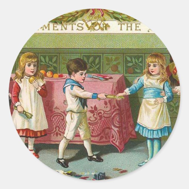 Sticker Rond Crackers de Noël (Devant)