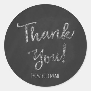 Sticker Rond Craie de tableau noir personnalisée Merci