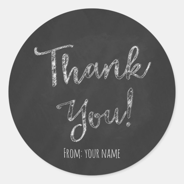 Sticker Rond Craie de tableau noir personnalisée Merci (Devant)