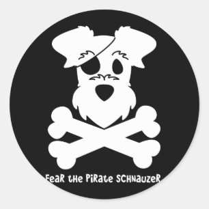 Sticker Rond Craignez le pirate Schnauzer