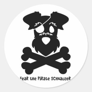 Sticker Rond Craignez le pirate Schnauzer