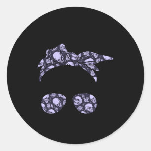 Sticker Rond Crâne à briques avec fleurs Imprimer Lunettes de s