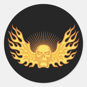 Sticker Rond Crâne à la flamme