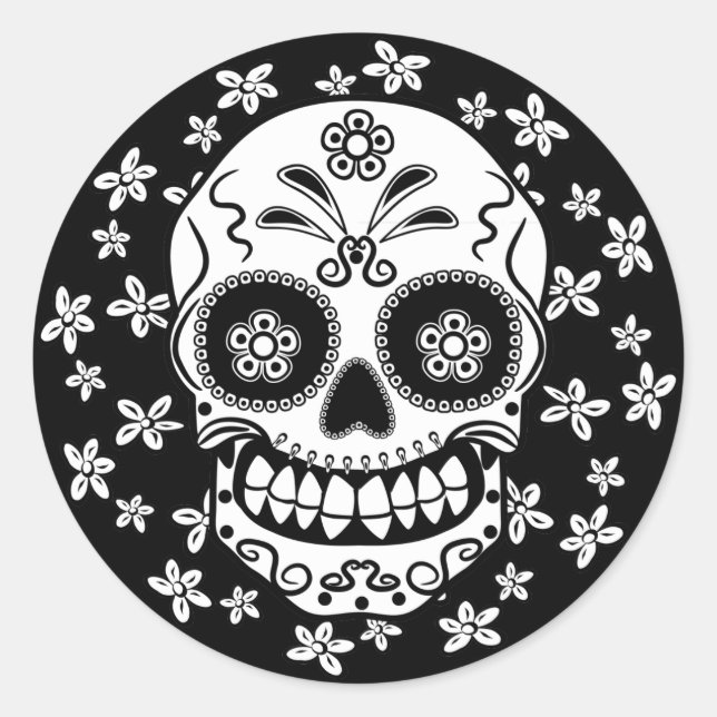 Sticker Rond Crâne à sucre (Devant)