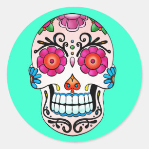 Sticker Rond Crâne à sucre - Art tatouage