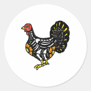 Sticker Rond Crâne à sucre Turquie Mexicaine Jour d'Action de g