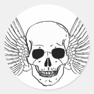 Sticker Rond Crâne aux ailes