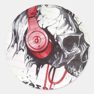 Sticker Rond Crâne avec conception casque