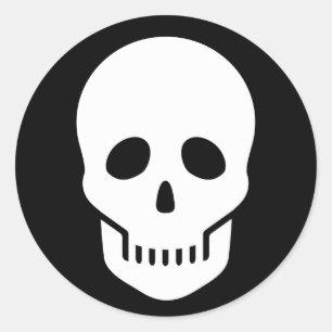 Sticker Rond ☠ crâne blanc