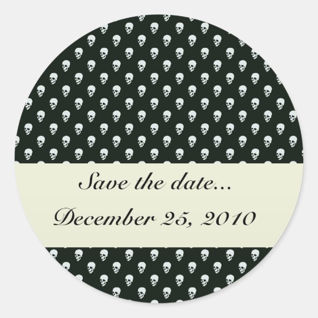 Sticker Rond Crâne blanc dangereux sur la surface noire rétro (Devant)