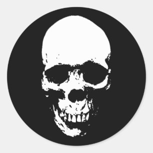 Sticker Rond Crâne blanc de faucheuse
