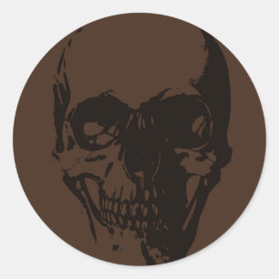 Sticker Rond Crâne Brown