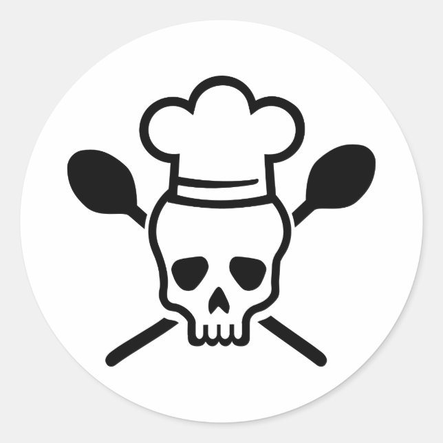 Sticker Rond Crâne cuisinier (Devant)