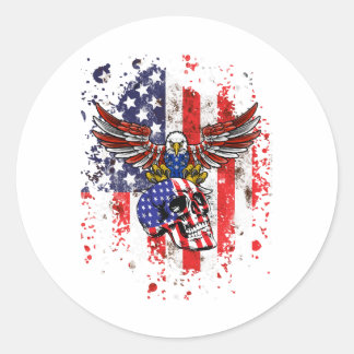 Sticker Rond crâne d'aigle américain