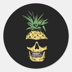 Sticker Rond Crâne d'ananas tactique dans les lunettes de solei