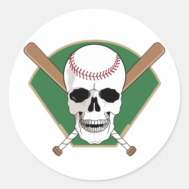 Sticker Rond Crâne de baseball (Devant)