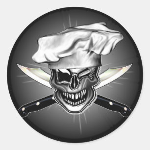 Sticker Rond Crâne de chef