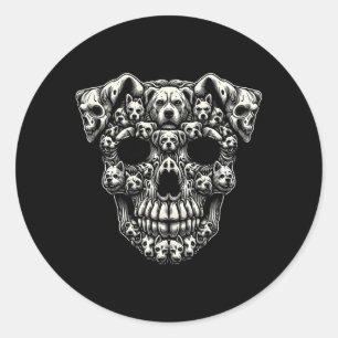 Sticker Rond Crâne de Chien Radiographie Halloween Squelette No