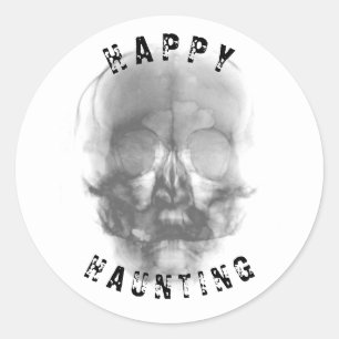 Sticker Rond Crâne de Fantôme Face Halloween Fête Fantomatique